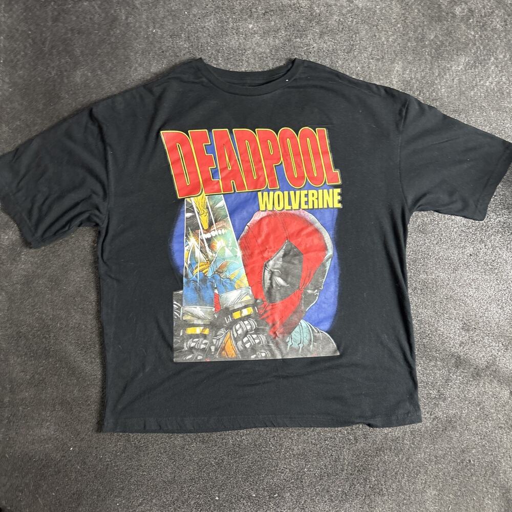 Marvel Studios Deadpool & Wolverine Graphic Shirt Mens Medium Black Double Sided